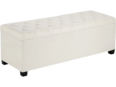 Vevor Storage Ottoman Bench Button-Tufted End-of-Bed Beige New