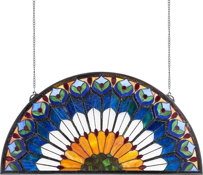 Vevor Stained Glass Window Panel Tiffany Style Hanging Transom 36 x 18
