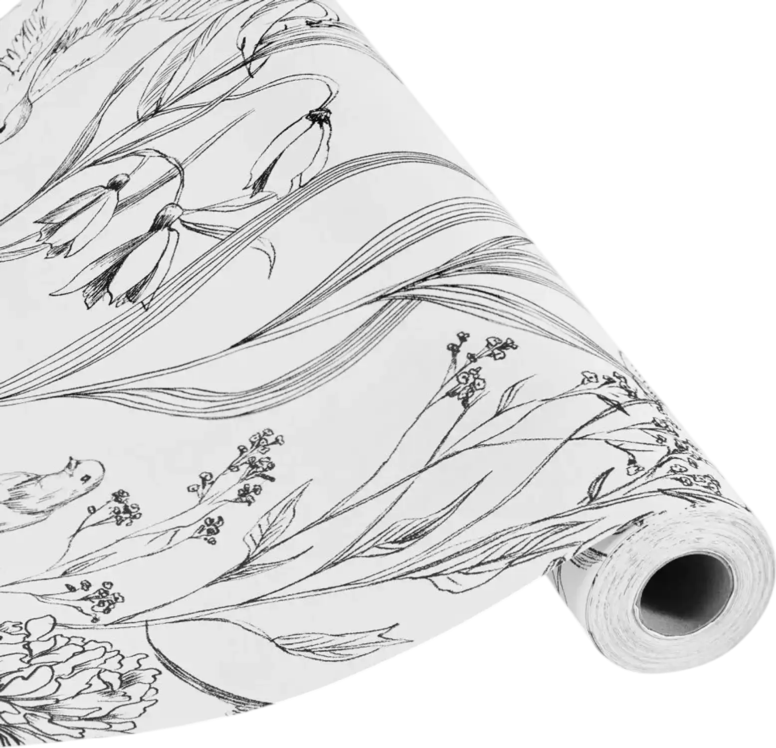 Vevor Wallpaper White Botanical Floral Peel-and-Stick 17.7