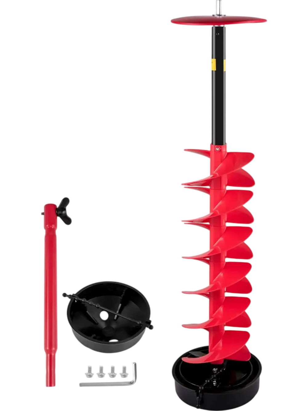 VEVOR Ice Drill Auger, 6\" Diameter Nylon Ice Auger, 39\" Length Ice Auger Bit,Auger Drill with 11.8\" Extension Rod,Auger Bit with Drill Adapter,Top Plate & Blade Guard for Ice Fishing Ice Burrowing
