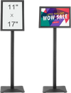 VEVOR Pedestal Sign Holder, 11 x 17 Inch Vertical and Horizontal Adjustable Poster Stand, Heavy-Duty Floor Standing Sign Holder with Metal Base for Display, Advertisement, and Outdoor, Black
