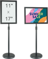 VEVOR Pedestal Sign Holder, 11 x 17 Inch Vertical and Horizontal Adjustable Poster Stand, Heavy-Duty Floor Standing Sign Holder with Round Base for Display, Advertisement, and Outdoor, Black