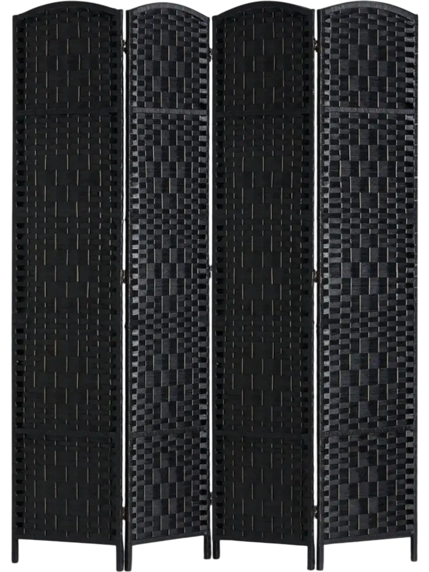 Vevor Room Divider 4-Panel Hand-Woven Folding Privacy Screen Black New