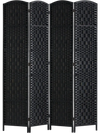 VEVOR 4 Panel Room Divider, Hand-Woven Folding Privacy Screens with Hinges, Portable and Freestanding Partition Room Dividers and Wall Divider for Room Separation, Black
