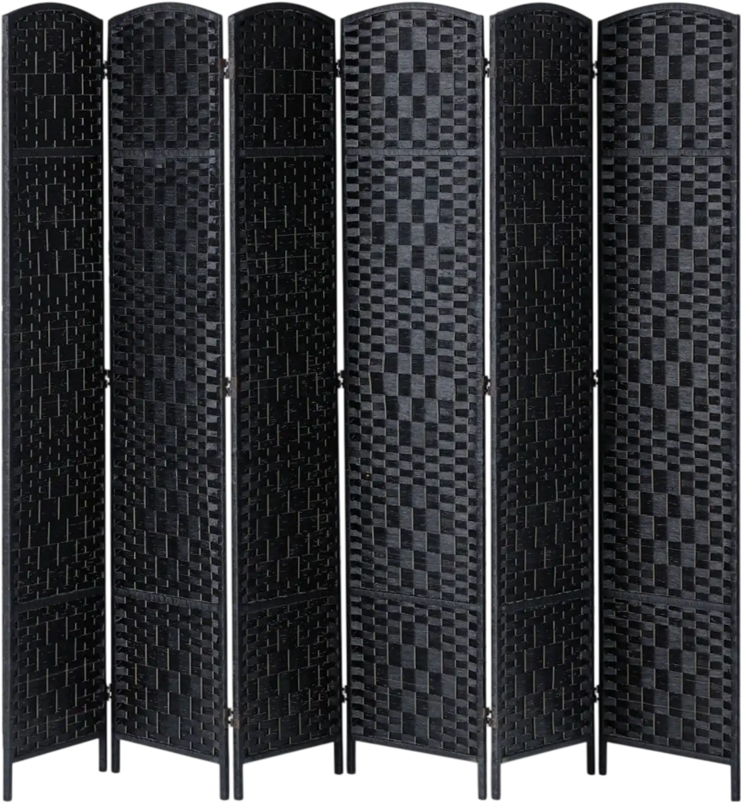 Vevor Room Divider 6-Panel Hand-Woven Folding Privacy Screen Black New