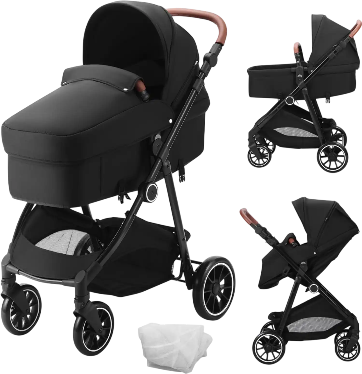 Vevor Baby Stroller Standard Infant Toddler Bassinet Reversible Seat Black New