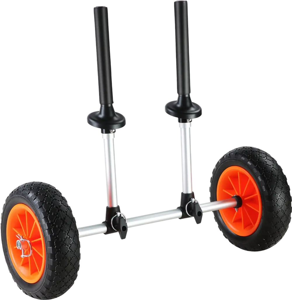 VEVOR Heavy Duty Kayak Cart, 280lbs Load Capacity, Detachable Canoe Trolley Cart with 10'' Solid Tires, Adjustable Width & Top Foam Protection, for Kayaks with Drain Holes of 2.54 cm and Above