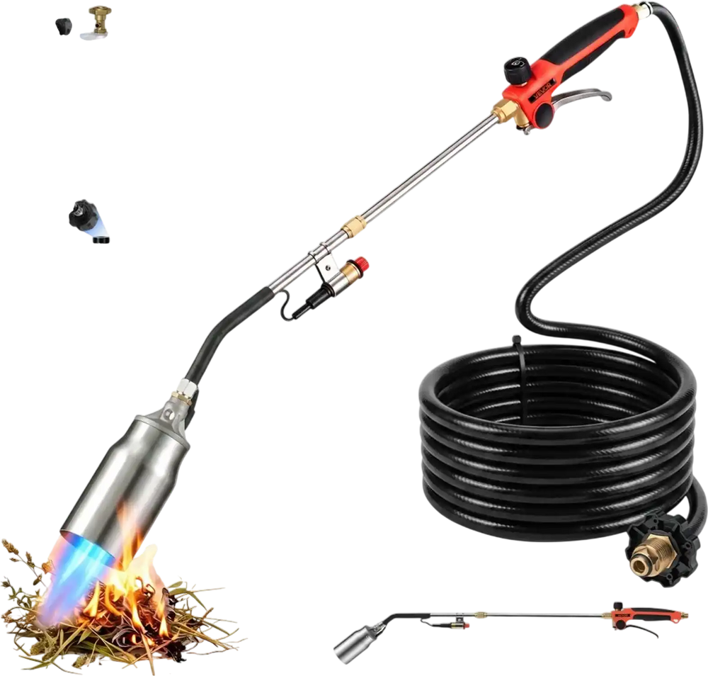 VEVOR Propane Torch Weed Burner 37" 270,000 BTU Output with 12.5 ft Hose, for Garden Road Ice Snow Melting, Adjustable Flame, Heavy Duty Blow Torch with Turbo Trigger & Self Igniter, Flamethrower