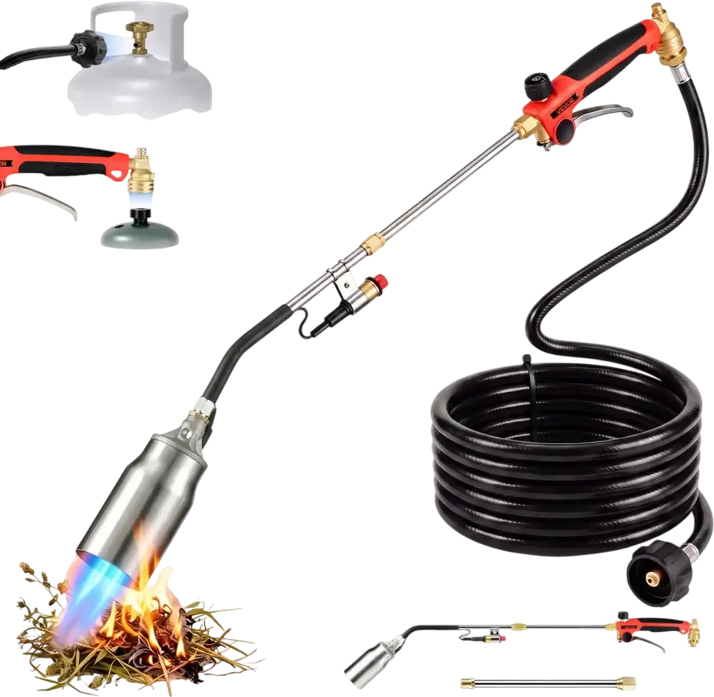 VEVOR Propane Torch Weed Burner 34" 270,000 BTU Output with 12.5 ft Hose, for Garden Road Ice Snow Melting, Adjustable Flame, Heavy Duty Blow Torch with Turbo Trigger & Self Igniter, Flamethrower