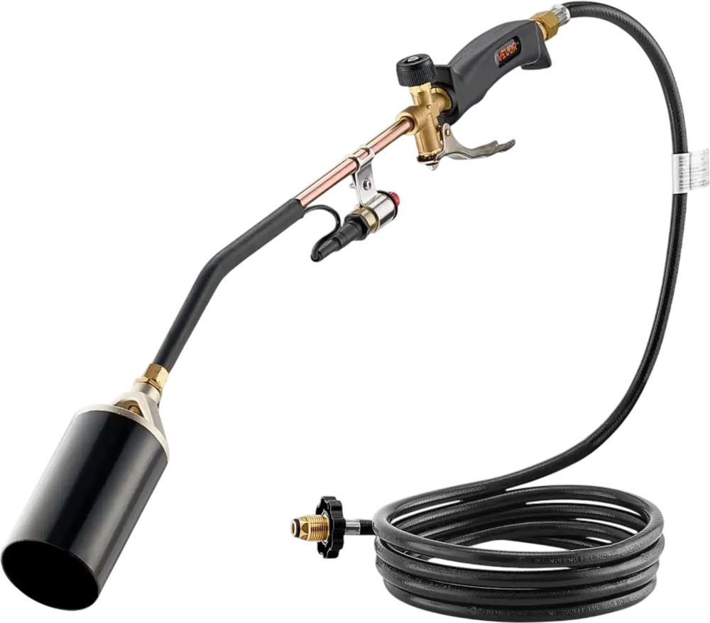 VEVOR Propane Torch Weed Burner, High Output 1,800,000 BTU with 10 ft Hose, Heavy Duty Blow Torch with Adjustable Flame & Turbo Trigger Push Button Auto Igniter, Flamethrower for Garden Ice Snow Road