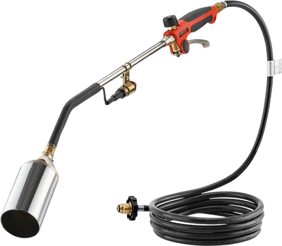 VEVOR Propane Torch Weed Burner, High Output 2,400,000 BTU with 10 ft Hose, Heavy Duty Blow Torch with Adjustable Flame and Turbo Trigger Push Button Igniter, Flamethrower Kit for Garden Ice Snow Road
