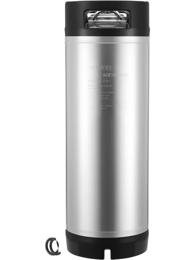 VEVOR Corny Keg, 5 Gallon Ball Lock Keg, SUS304 Cold Brew Kegs with Dual Rubber Handles & Heavy-Duty Rubber Bottom, Brewing Equipment for Home Brewing Party, 1 PCS
