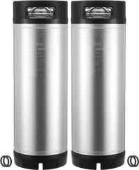 VEVOR Corny Keg, 5 Gallon Ball Lock Keg, SUS304 Cold Brew Kegs with Dual Rubber Handles & Heavy-Duty Rubber Bottom, Brewing Equipment for Home Brewing Party, 2 PCS