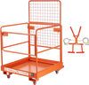 VEVOR Forklift Safety Cage, 36.2 x 41.1 Inch, Forklift Man Basket with 4 Wheels, 1200 lbs Capacity, Heavy Duty Work Platform Collapsible Lift Basket, Safety Harness, for Aerial Work Lifting Loader