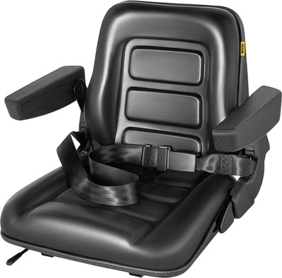 Vevor Tractor Seat Universal Forklift Replacement Seat with Armrests Seat Belt and Seat Switch New