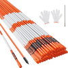 VEVOR Driveway Markers, 100 PCS 48 inch, 0.31 inch Diameter, Orange Fiberglass Poles Snow Stakes with Reflective Tape, 12" Steel Drill Bit & Protection Gloves for Parking Lots, Walkways Easy Visibility