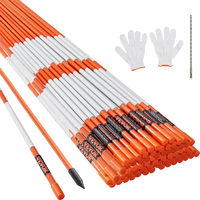 VEVOR Driveway Markers, 100 PCS 48 inch, 0.31 inch Diameter, Orange Fiberglass Poles Snow Stakes with Reflective Tape, 12