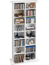 VEVOR Media Storage Cabinet, 8-Tier DVD Shelf Organizer, 22.01 x 8.74 x 50.98 in Multimedia Storage Organizer for CDs, DVDs, Books & Games, CD Shelf for Living Room, Home Office, Recording Room, White