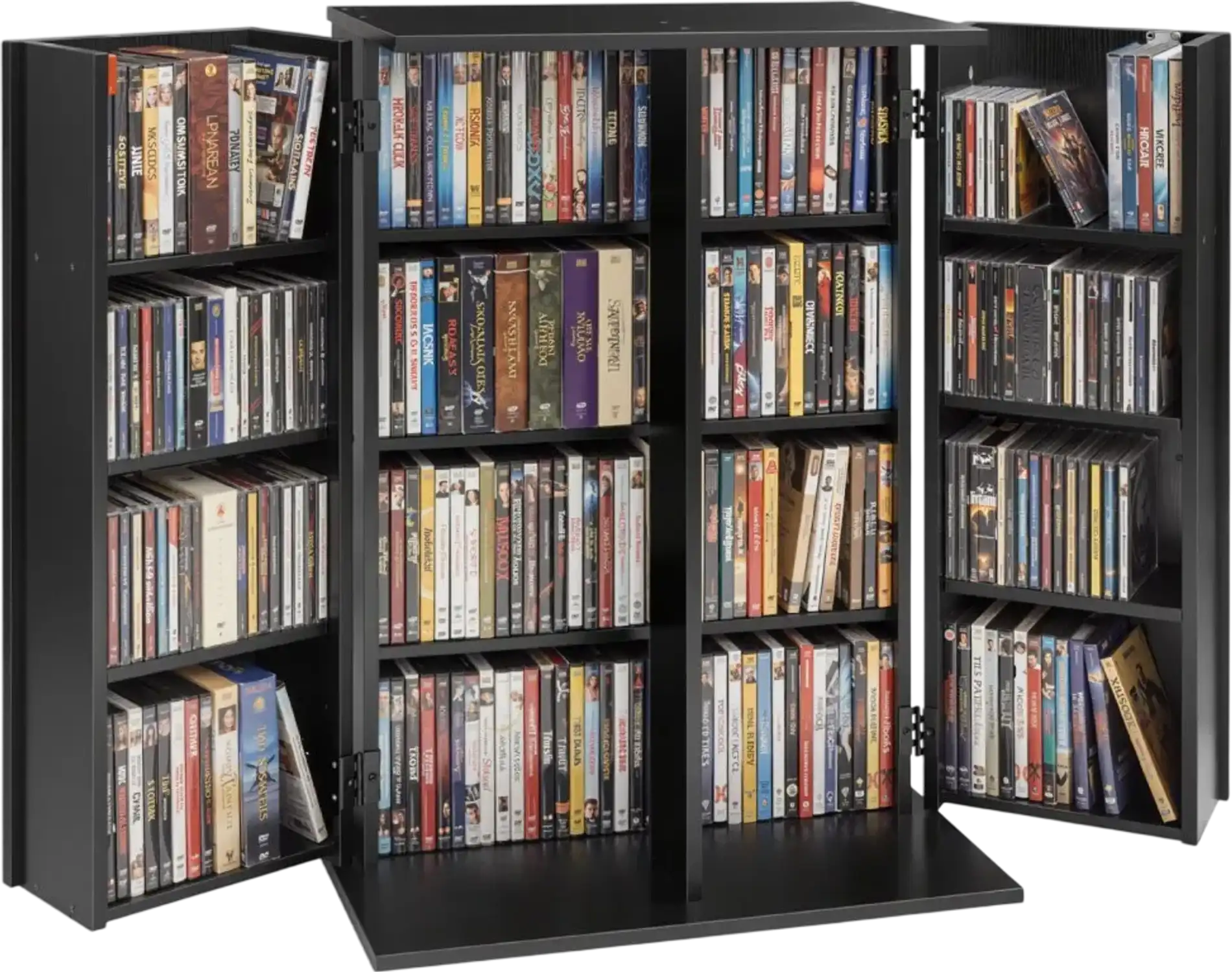 Vevor Media Storage Cabinet 4-Tier DVD Shelf Organizer Black New