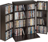 VEVOR Media Storage Cabinet, 4-Tier DVD Shelf Organizer, 24.02 x 14.49 x 33.31 in Multimedia Storage Organizer for CDs, DVDs, Books, Games, CD Shelf for Living Room, Home Office, Recording Room, Brown