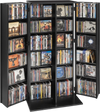 VEVOR Media Storage Cabinet, 6-Tier DVD Shelf Organizer, 24.02 x 14.49 x 50 in Multimedia Storage Organizer for CDs, DVDs, Books, Games, CD Shelf for Living Room, Home Office, Recording Room, Black