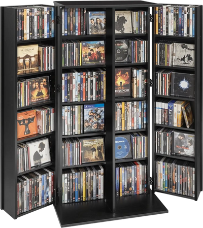 Vevor Media Storage Cabinet 6-Tier DVD Shelf Organizer Black New