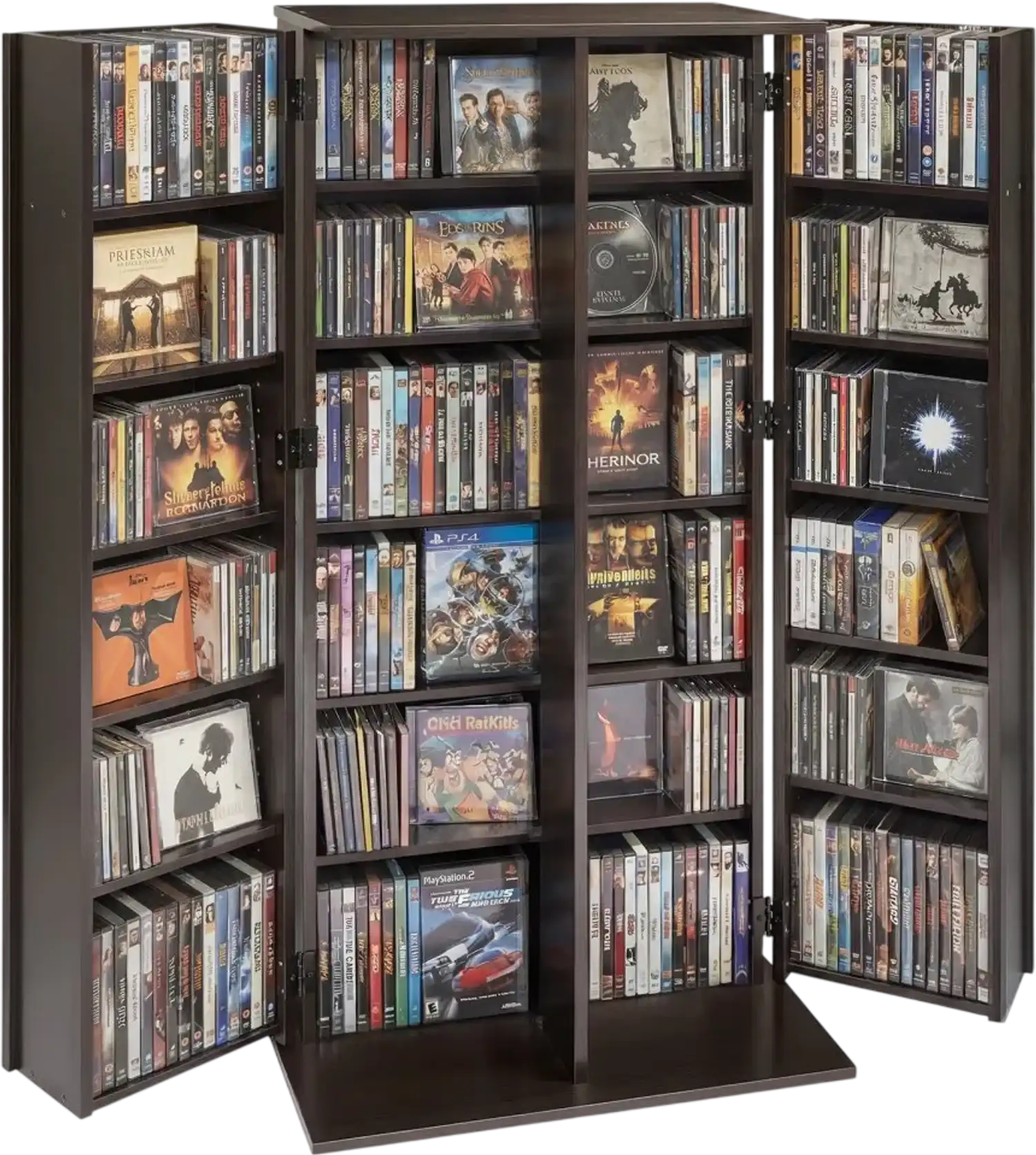 Vevor Media Storage Cabinet 6-Tier DVD Shelf Organizer Brown New