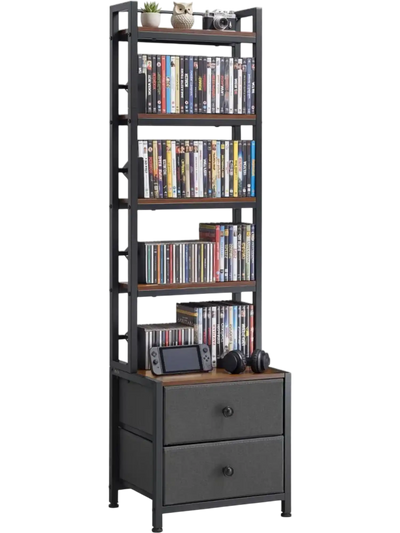 Vevor Media Storage Cabinet 4-Shelf DVD Organizer with Drawers 15.75
