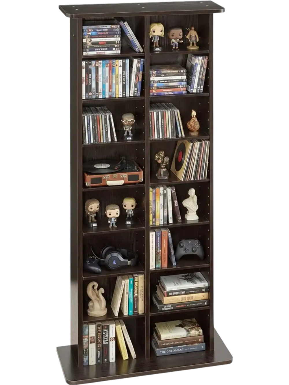 VEVOR Media Storage Cabinet, 8-Tier DVD Shelf Organizer, 22.01 x 8.74 x 50.98 in Multimedia Storage Organizer for CDs, DVDs, Books and Games, CD Shelf for Living Room, Home Office, Recording Room