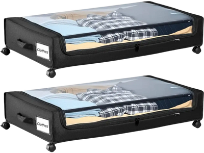 Vevor Under-Bed Storage Containers with Wheels Clear Lid 2-Pack 30.3 x 18.5 x 6.8