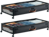 VEVOR Under Bed Storage with Wheels, 36.0 x 18.1 x 7.3 inch, Underbed Containers with Clear Lid, Underbed Shoe Organizer, Rolling Under the Bed Storage Bins for Clothes Shoes Blankets Bedroom, 2 Pack