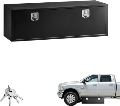 VEVOR Underbody Truck Tool Box, 60 x 18 x 18 Inch Heavy Duty Steel Trailer Storage Box with Lock & Keys, Waterproof Trailer Storage Organizer Under Body Chest with T-Handle for Truck, Van, SUV, Black