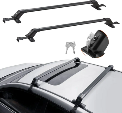 VEVOR Roof Rack Cross Bars, Aluminum Roof Rack Crossbars, Fit Roof without Side Rail, 155 lbs Load Capacity, Adjustable Bare Roof Crossbars with Locks, for SUVs, Sedans, and Vans