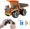 VEVOR RC Dump Truck Toy, 9-Channel 1:18 Scale, Remote Control Dump Truck RC Construction Vehicle Truck Toy with Metal Bed & Light, 2 Rechargeable Batteries for Toddlers Kids Boys and Girls Age 8+
