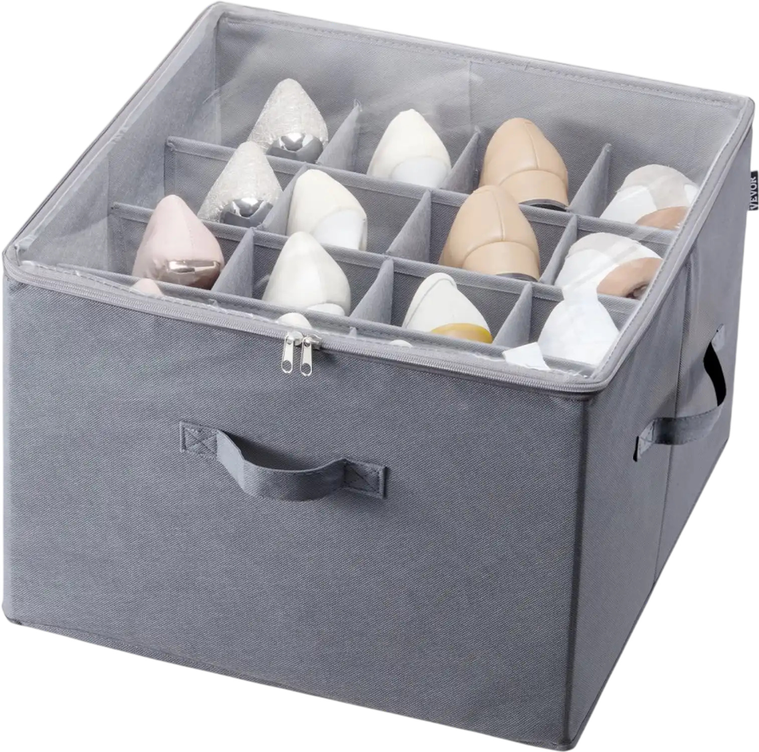 Vevor Shoe Storage Organizer Under Bed 16 Compartments Clear Window New