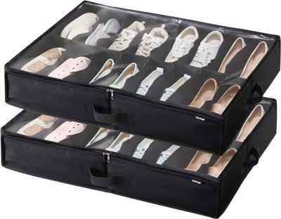 Vevor Shoe Organizer Under Bed Storage Set of 2 32 Compartments New