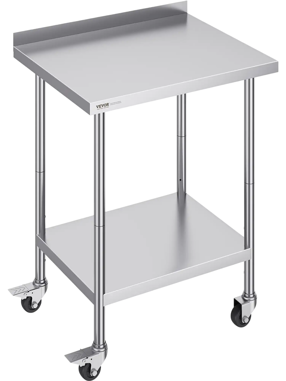 VEVOR 24 x 30 x 40 Inch Stainless Steel Work Table, Commercial Food Prep Worktable with Casters, Heavy Duty Prep Worktable, Metal Work Table with Adjustable Height for Restaurant, Home and Hotel