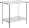 VEVOR Stainless Steel Prep Table, 24 x 36 x 34 Inch, 750 lbs Load Capacity, Heavy Duty Metal Worktable with 3 Adjustable Height Levels, Commercial Workstation for Kitchen Garage Restaurant Backyard