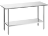 VEVOR Stainless Steel Work Table, 24x60 Inch Food Prep Table, Commercial Kitchen Workstation with Adjustable Undershelf, Metal Heavy Duty Utility Worktable, for Restaurant Home Hotel Garage Outdoor