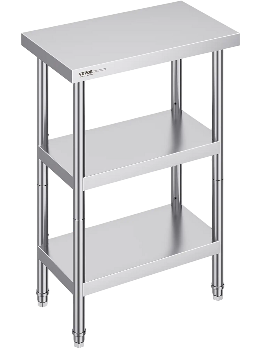 VEVOR Stainless Steel Food Prep Table, 14 x 24 x 34 Inch Commercial Kitchen Worktable, with 2 Adjustable Undershelf, Heavy Duty Prep Table Metal Work Table for BBQ, Kitchen, Home, and Garage