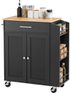 VEVOR Kitchen Island Cart with Storage, 31.3 in Wide Mobile Rolling Storage Island on Swivel Wheels, with Drawer, Storage Cabinet, Spice/Towel Rack, Table for Home Dining Room, Black