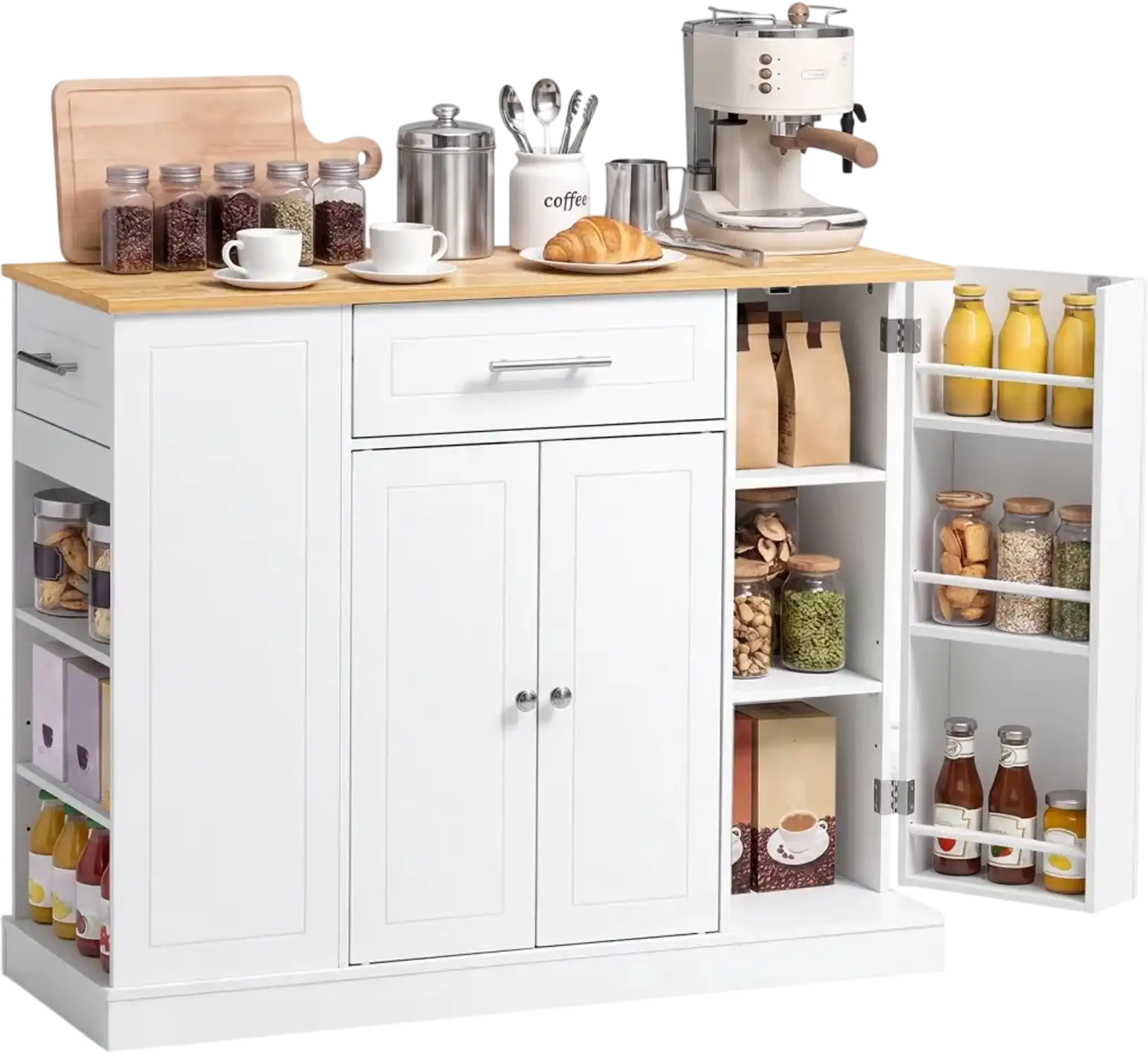 Vevor Kitchen Island Cart with Storage Cabinet White 42.36