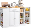 VEVOR Kitchen Island Cart with Storage, 42.36 in Wide Island Table for Kitchen, with 2 Drawers, Storage Cabinet, Table for Home Dining Room, White