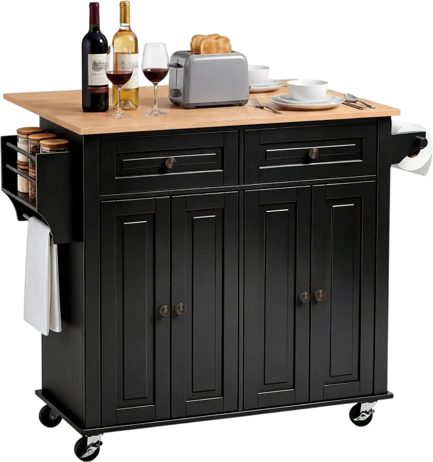 Vevor Kitchen Island Cart Mobile Rolling Storage Cabinet with Drop Leaf 43.58