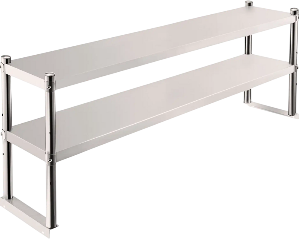 VEVOR Double Overshelf, Double Tier Stainless Steel Overshelf, 60 in. Length x 12 in. Width Double Deck Overshelf, Height Adjustable Overshelf for Prep & Work Table in Kitchen, Restaurant and Workshop