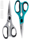 VEVOR Kitchen Scissors, 2 Pack Durable Stainless Steel Kitchen Shears with Sheaths, Heavy Duty Cooking Shears with Soft Grip Comfort Handle, Kitchen Utensil for Cutting Meat, Fish, Poultry, Cyan+Grey
