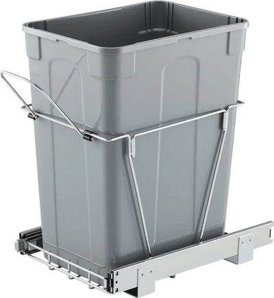 VEVOR Pullout Trash Can for Kitchen Cabinets, 35 QT Garbage Waste Recycling Bin, Under Mount Waste Container, with Heavy Duty Metal Full Extension Sliding System and Handle, for Sink, Under Counter