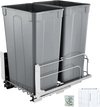 VEVOR Pull-Out Trash Can, 50 QT x2 Double Under Mount Kitchen Waste Container, Heavy Duty Garbage Recycling Bin with Door Kit and Soft Close Slide, for Kitchen Cabinet, Sink, Under Counter (Grey)