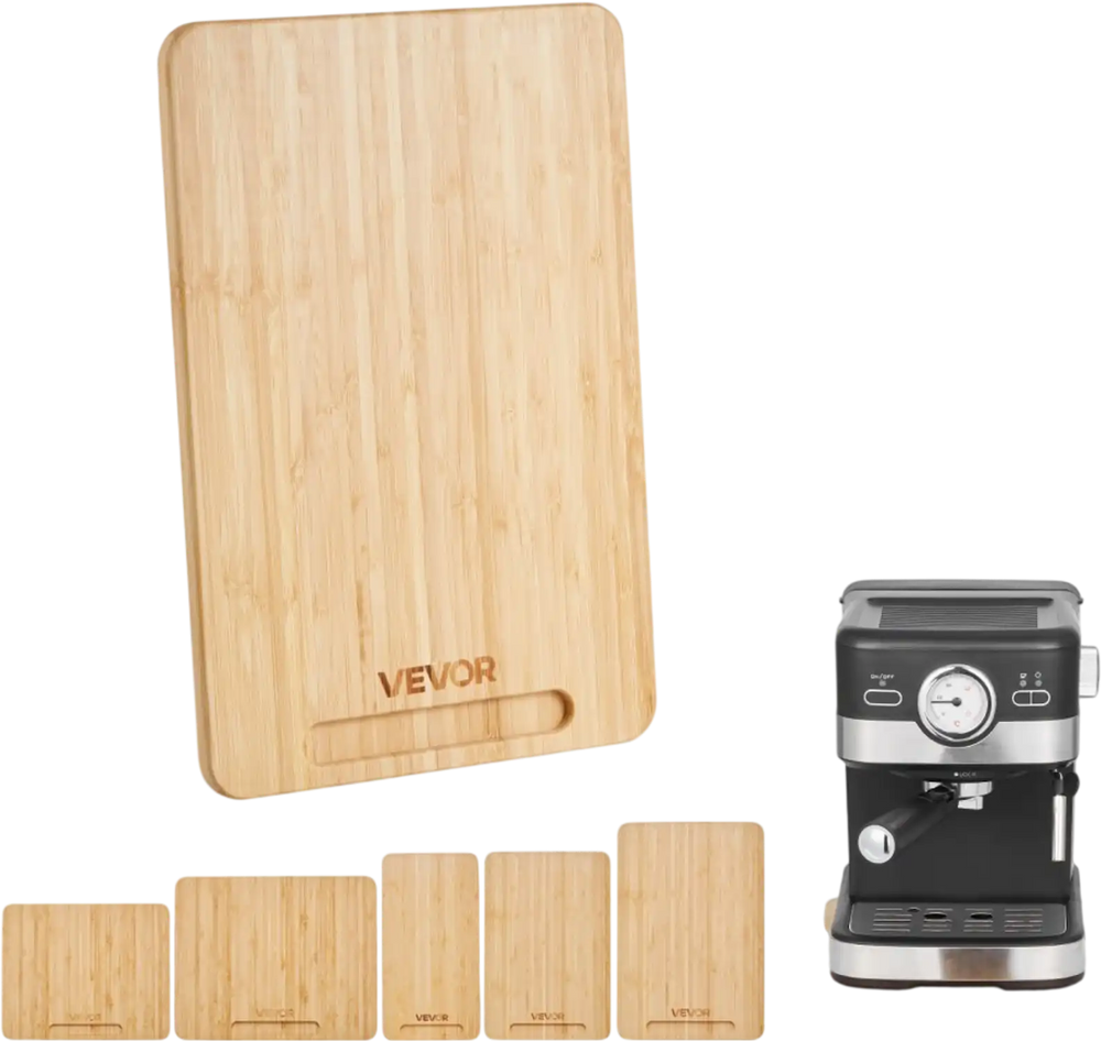 VEVOR Appliance Slider, Small 14 x 9.5-inch, Rolling Sliding Tray with Rubber Wheels & Hollow Handle, Easy to Clean, Appliance Rolling Tray for Coffee Maker, Kitchen Countertop, Natural Wood