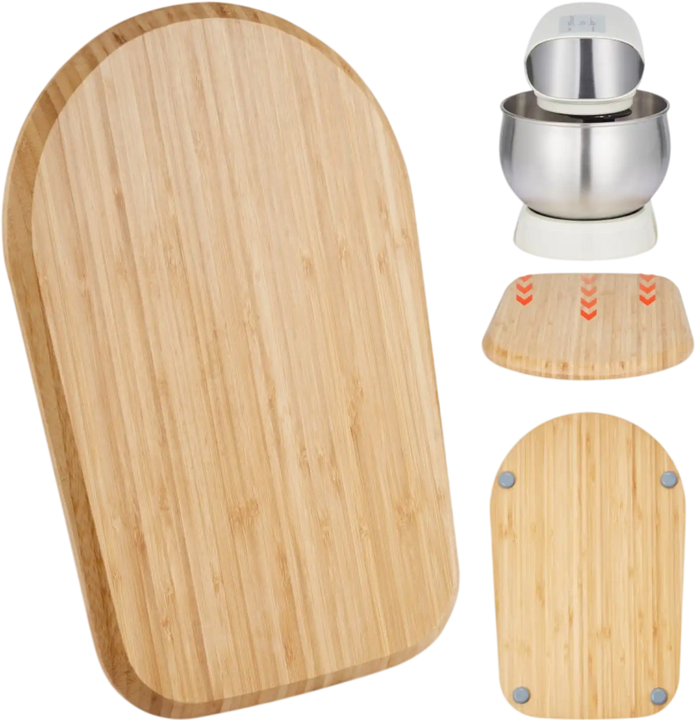 VEVOR Mixer Slider, Oval 14.5 x 9.4-inch, Appliance Slider Compatible with Tilt Head 4.5-5 Qt Stand Mixer, PTFE Feet, Kitchen Countertop Storage Mover Sliding Tray, Natural Wood